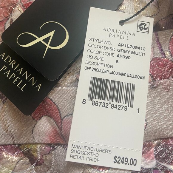 Adrianna Papell Off-The-Shoulder Floral-Print Ball Gown 8 NWT - Picture 1 of 6